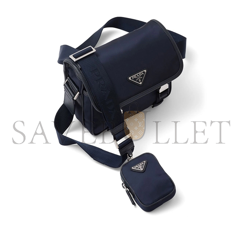 PRADA RE-NYLON AND SAFFIANO LEATHER SHOULDER BAG 2VD034 (22*16*8.5cm)